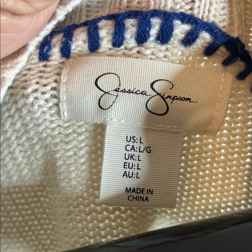 Jessica Simpson Cream and Blue Knit - Picture 2 of 7